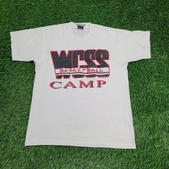 Vintage 1992 WCSS Basketball Camp Shirt Medium 19x25 White - Picture 1 of 15